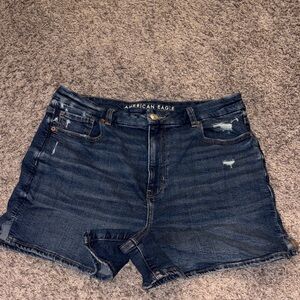 American Eagle Outfitters Dark Blue Distressed Denim Shorts